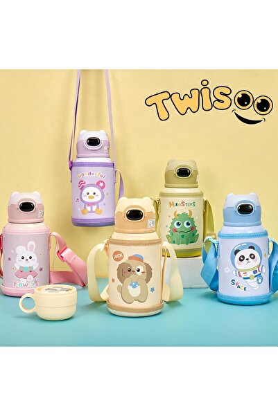 Twisoo زجاجة مياه للأطفال من الفولاذ المقاوم للصدأ - مقاومة للتسرب، معزولة با...