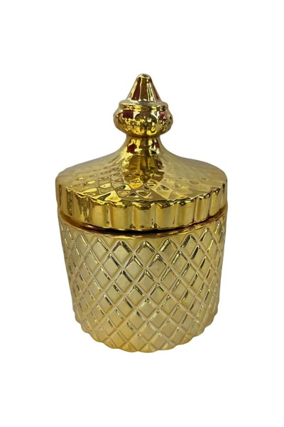 OEM Decorative Ceramic Candy Bowl with Golden Finish