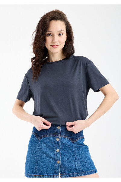 Clothes Fast Tricou pentru femei basic guler rotund cu mânecă scurtă supradim...