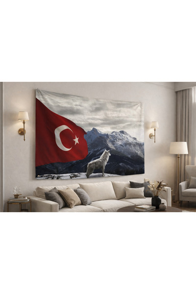 Vagonik Bozkurt Turkish Flag Wall Covering Rug Pieces