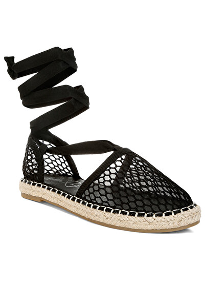 london Rag Women's Mesh Flat Espadrille Sandals In Black