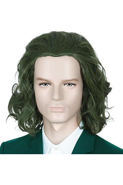 Linfairy Perucă scurtă de clovn verde pentru cosplay de Halloween