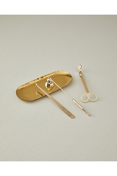 English Home Candle Care 4'lü Metal Mum Bakım Seti Gold