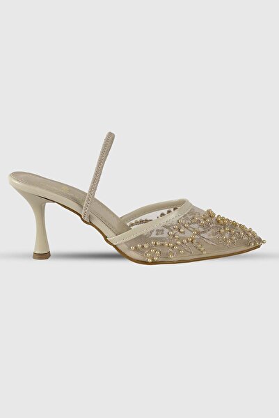 Modezya سونيا بيج تفاصيل الحجر شفاف مرن خلفي للنساء حذاء بكعب