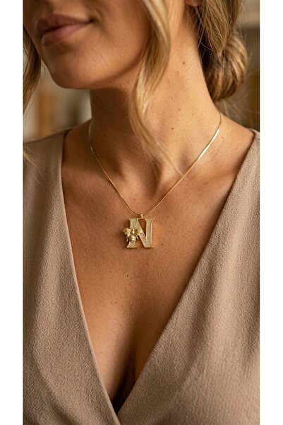 İNN JEWELLERY قلادة من الفولاذ 316L مقاومة للصدأ مع حرف مضاد للحساسية N (ضمان...