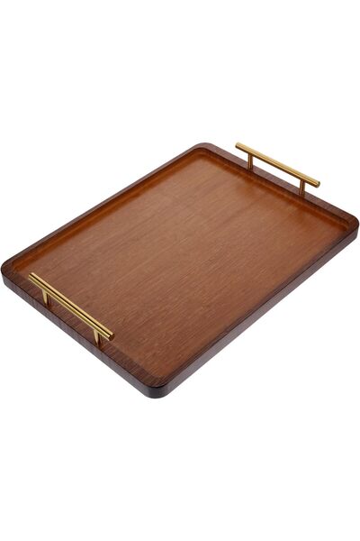 Arabest Large Bamboo Serving Tray with Handles, Decorative Wooden Plate for H...