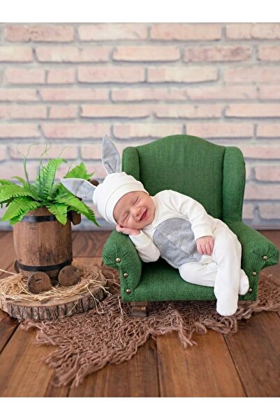 Bebibo Yenidoğan Bebek Şapkalı Tavşan Tulum %100 Pamuk