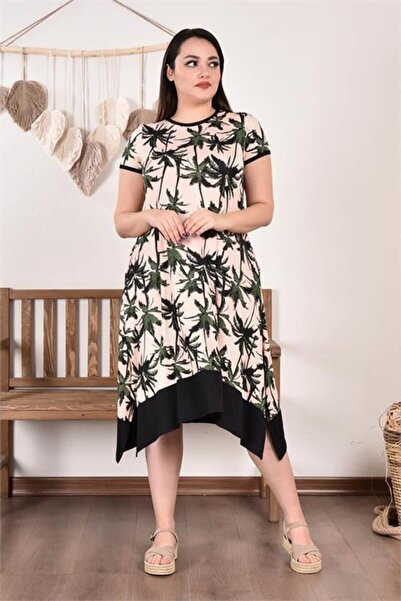 Dipmoda Women's Crew Neck Asymmetric Dress Dpaysl63 - Beige