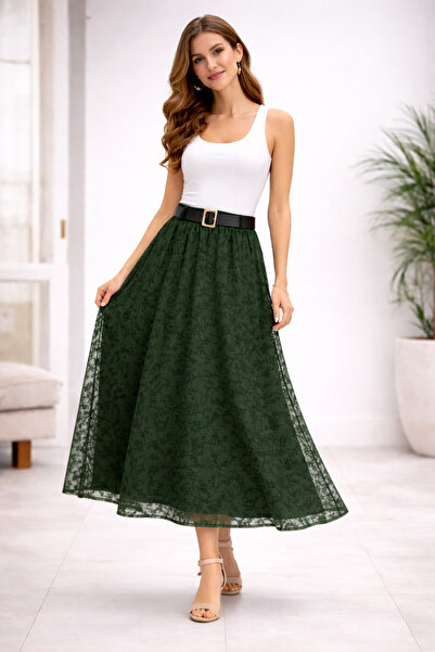 BTY FLOK BASKI DANTEL MEVSİMLİK ETEK