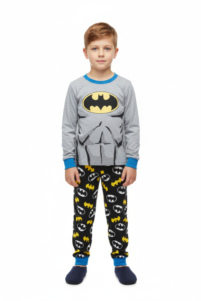 Bidani Boys Night Pajama Set – Long Sleeve, Black & Grey, 3–7 Years