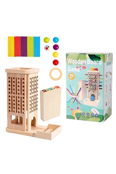 Mixbo Educational Game, Wooden Tower with Colored Sticks and Balls