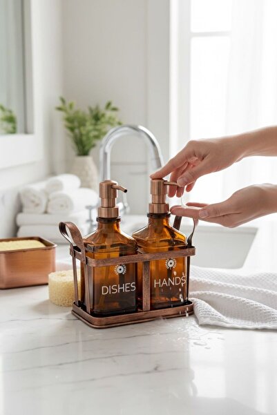 Bereketli Store Antik Eskitme 2’li Metal Standlı Sıvı Sabunluk 500 ml | Rame ...
