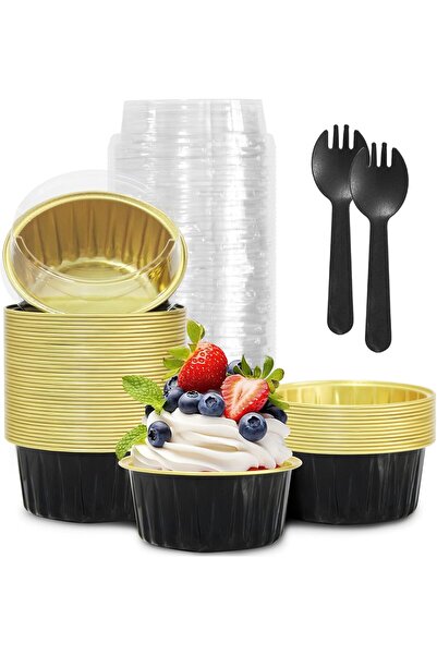 Arabest Mini aluminum foil cupcake, 5-ounce lidded baking cup, disposable min...