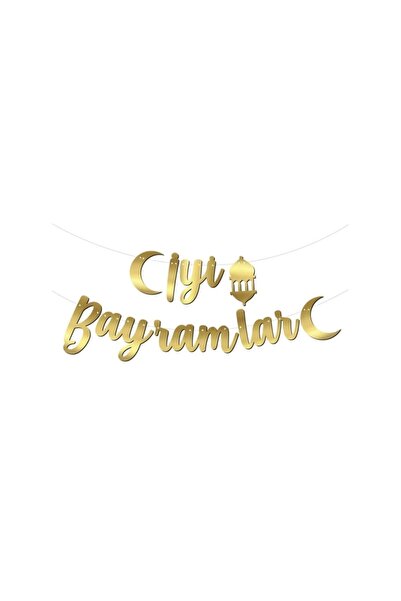 Behind party store İyi Bayramlar Yazılı Gold Banner – Ramazan Bayramı Süsleme...