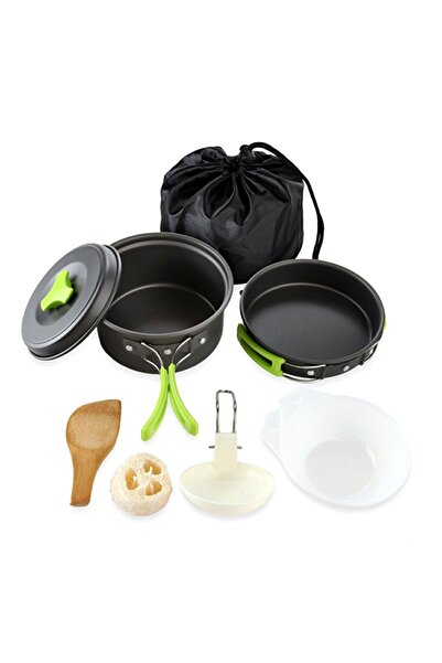 zola Πλήρες σετ μαγειρικής για κάμπινγκ, 8 τεμάχια, αλουμίνιο, μαύρο