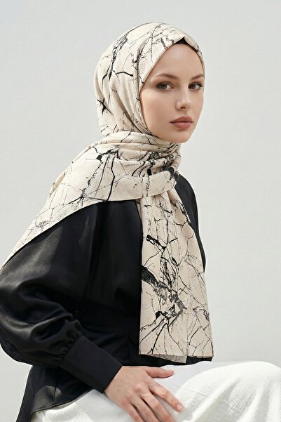 InStyle Смугастий батик з бежевим м'яким бавовняним шарфом