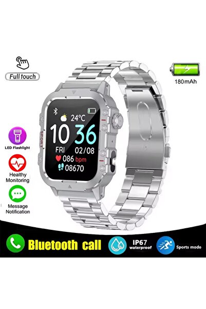 Choice8 ساعة ذكية C19-Silver Steel 2024 تعمل بنظام أندرويد، مزودة بشاشة ملونة...