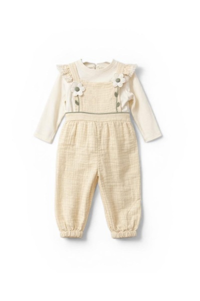 çilek bebe Müslin salopet takım bayramlık kombin