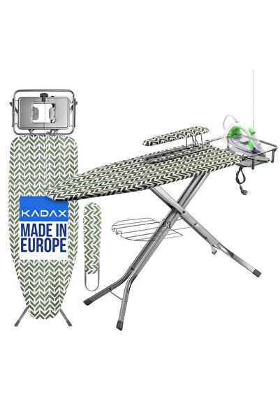 KADAX Large Full Ironing Board 130x48cm With Iron Holder + Sleeve Holder