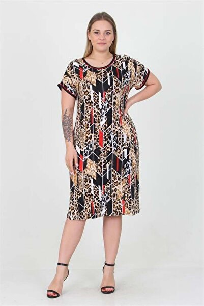 Dipmoda Women's Pocketed Stretchy Cloth Large Size Viscose Dress Dpaysl20