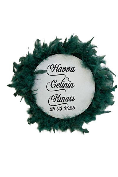 Elriya Gelin Tefi 30 cm Tüylü İsim Baskılı
