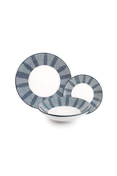 iBiLi Set de veselă Salzburg, porțelan, 18 piese, alb/albastru