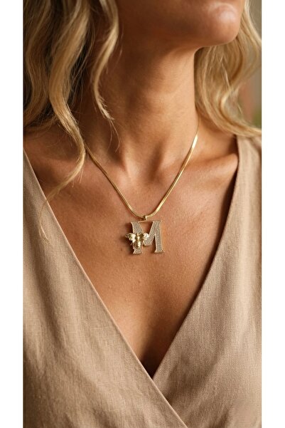 İNN JEWELLERY 316L Çelik Kolye Kararmaz Antialerjik M Harfi Figürlü (2 Yıl İt...