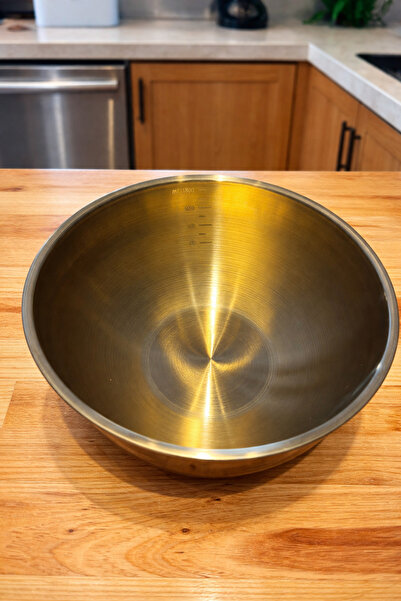 MEGY HOME 1,8 LT 23 CM GOLD KARIŞTIRMA ÇIRPMA HAMUR YOĞURMA SALATA ÖLÇÜ KABI