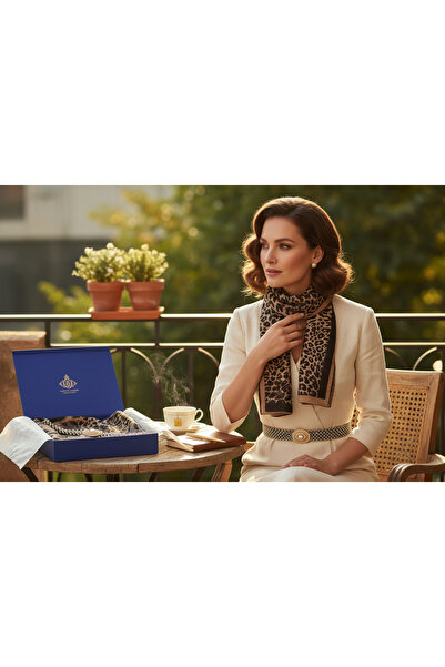 NARMAN Set Deluxe Wild Elegance – Șal din cașmir și lână animal print maro & ...