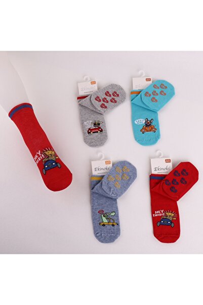 DRESSY LIFE 4-Piece Set of Stitch-Free Washed Non-Slip Baby Socks