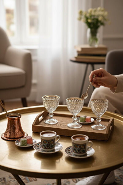 Bereketli Store Kristal 64 ML Kahve Yanı Cam Bardak – Şık Sunumluk