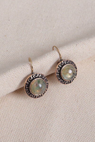 Süspüs Accessories Authentic Earrings with Rutil Quartz Stone and Greek Figure