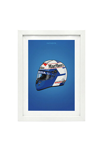 KAYNOCK Alain Prost Kask, Formula 1, F1, Poster Tablo Beyaz Çerçeve
