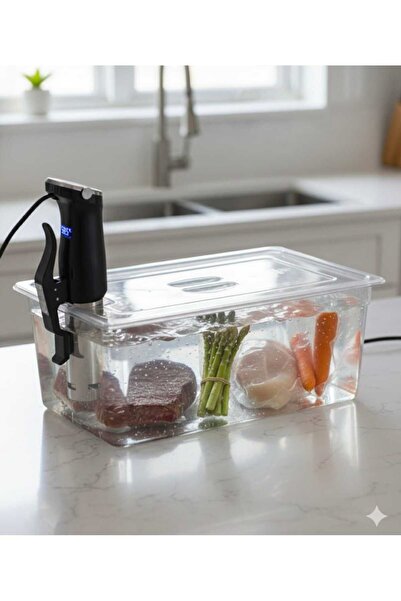 moontime alaçatı İki Parça Sous Vide Seti, 200 ml Polikarbon Kap ve Delikli K...