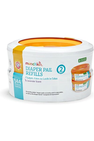 Munchkin عبوات إعادة تعبئة سلة حفاضات آرم آند هامر، قطعتان