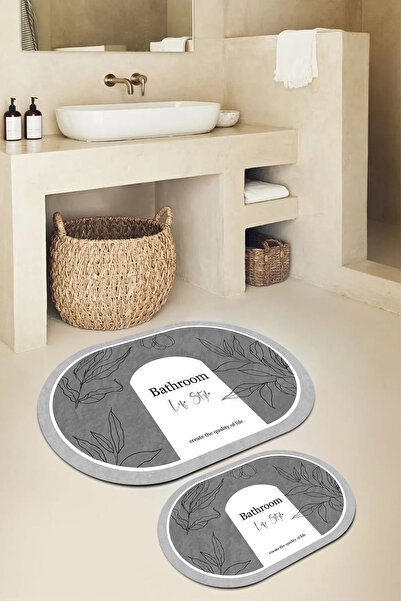 Liva home Covoraș de baie gri cu model modern