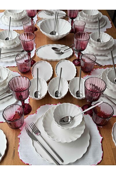 ROSSEV Porselen Yemek Takımı 12 Kişilik 189 Parça Twist Sade