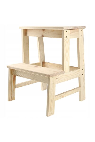 KADAX Scaun de bucătărie din lemn masiv, platformă de 50 cm, cu trepte