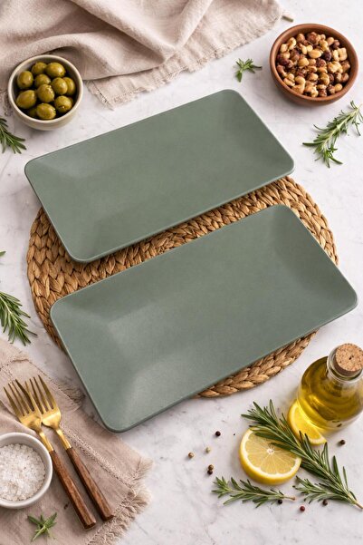 Keramika Matte Green Kayak Plate 31*21 cm