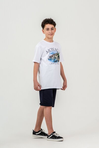 Mışıl Kids Pantaloni scurți pentru băieți Front Middle cu imprimeu Double Lon...