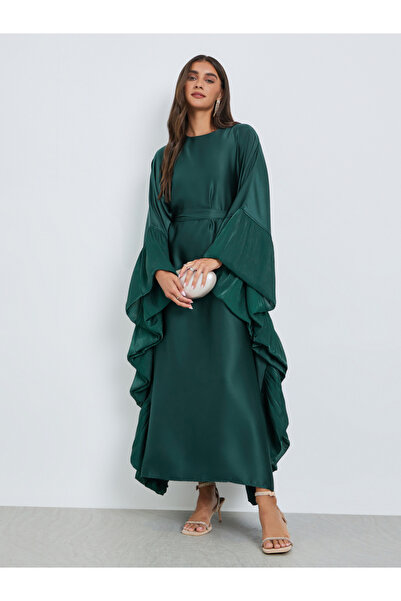 Styli Emerald Green Long Sleeves Kaftan Maxi Dress