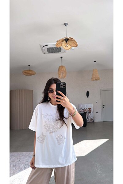 Buket Teke Tricou bej Ocean Feeling cu bumbac perle