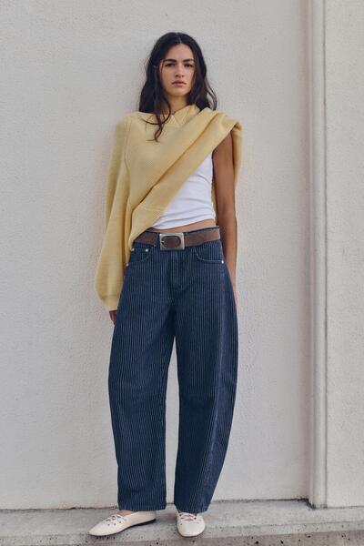 Pull & Bear Çizgili balon jean