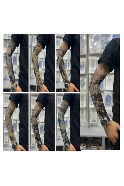 Airbrush Tattoo Vahşi Modeller 6 Çift 12 Adet Giyilebilir Çorap Dövme