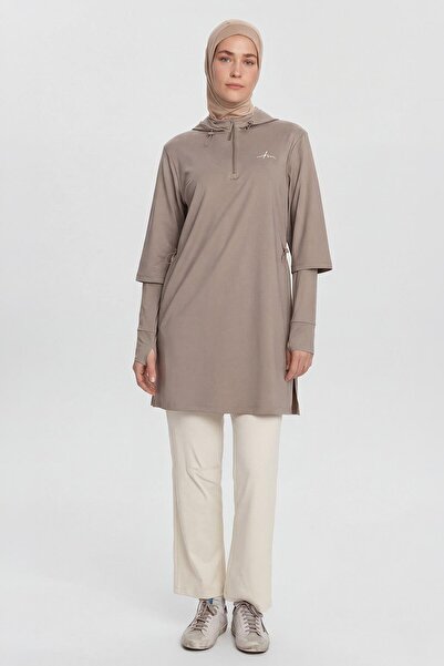 Haşema Active H-Per Fit Hooded Mink Hijab Training Top Act-32