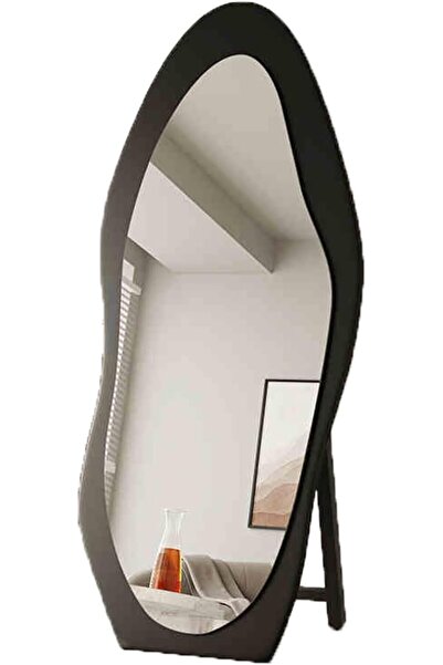 Arabest Full Length Floor Mirror, Solid Wood Frame with Bracket, Black, for B...