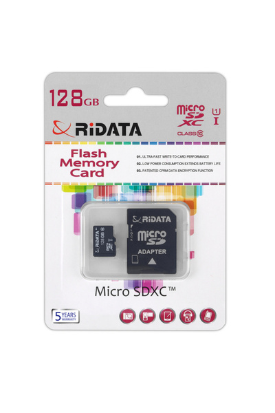 ridata Card de memorie microSDXC 128GB RIDATA, Clasa 10, UHS-I U1 A1, Adaptor...