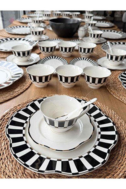 ROSSEV Porselen Kahvaltı Takımı 12 Kişilik 97 Parça Piano