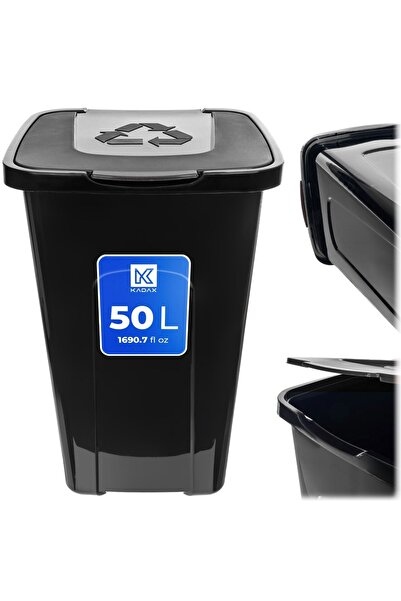 KADAX Waste Bin Waste Segregation Container Bucket Container Black 50L