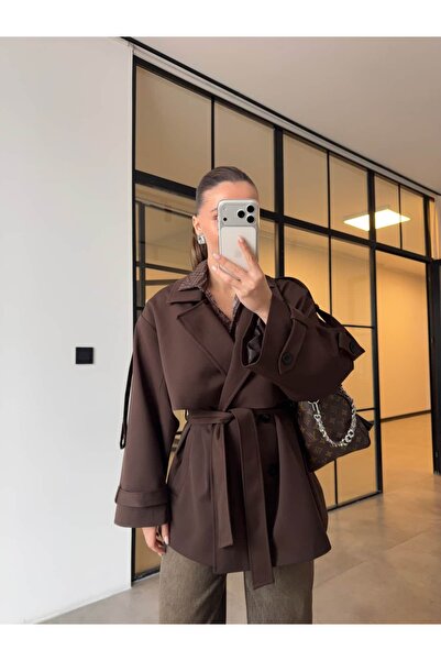 BB Bensu Buyruk Trenci supradimensionat, mărime medie, maro